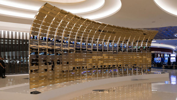 "Oceans" by Breakfast Studio is a kinetic sculpture that uses real-time data of ocean tides from around the world to trigger its movements and transitions.