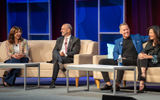 A panel of Carnival Corp. presidents shared a laugh on the main stage: from left, Christine Duffy of Carnival Cruise Line, Gus Antorcha of Holland America Line, John Padgett of Princess Cruises and Natalya Leahy of Seabourn.