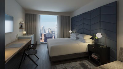 A King Room at the Kimpton Virgilio with views over Mexico City's Polanco neighborhood.