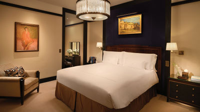 A freshly renovated bedroom at The Beaumont, a luxury hotel in London's Mayfair district.