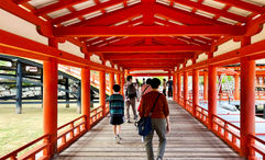 Visitors at Itsukushima Shrine.