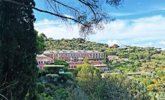 The view of the Splendido as one approaches it on a footpath from Portofino's harbor.