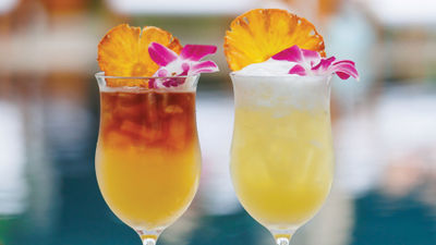 Two versions of a mai tai at the Dr. Mai Tai's swim-up bar at the Four Seasons Resort Oahu at Ko Olina.