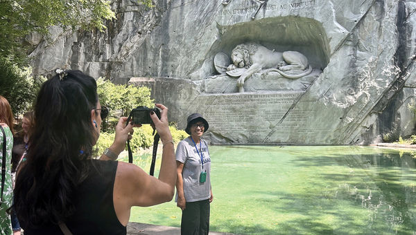 The Lion Monument in Lucerne commemorates the Swiss Guards who were massacred in 1792 during the French Revolution.