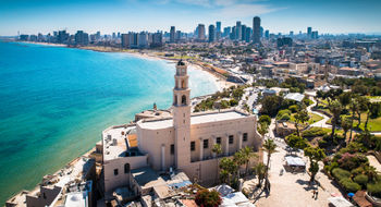 The Tel Aviv coastline. Advisors have been busy helping travelers leave Israel in the wake of the Hamas attack.